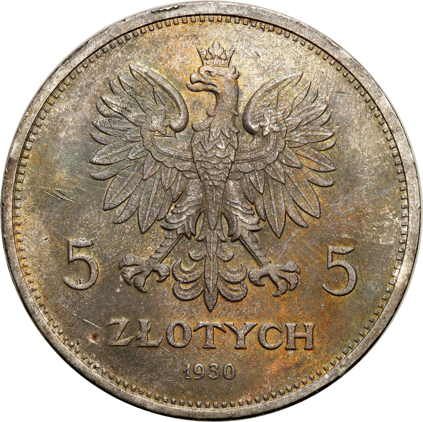 II RP. 5 złotych 1930 Sztandar - PIĘKNY